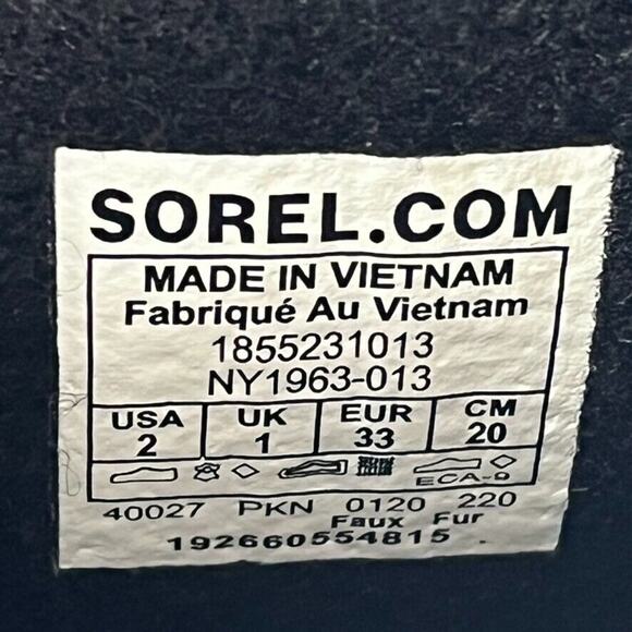 Sorel Boots Kid's Youth Size 2 Yoot Pac Snow Waterproof Winter Black/Green - Picture 10 of 11